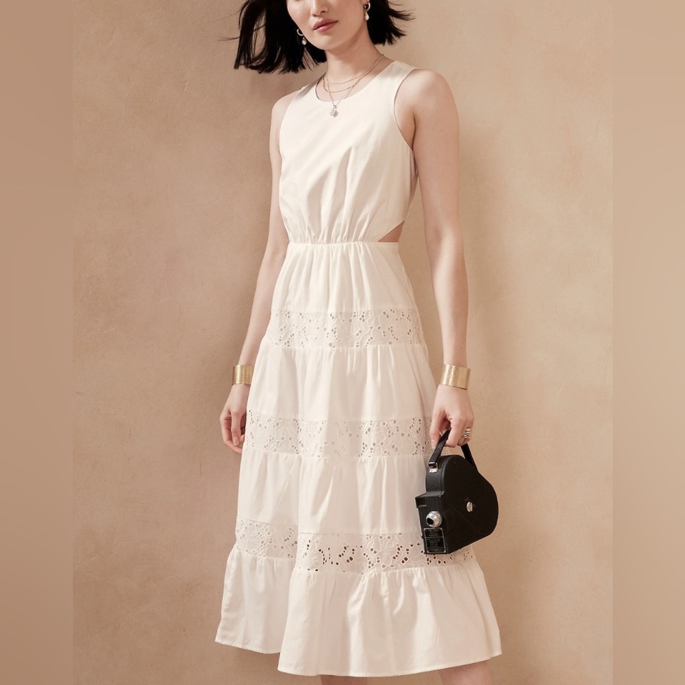 Banana Republic Lace Trim Dress White Cotton Dress Maxi Dress